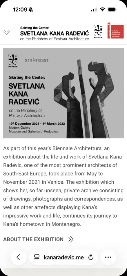 The exhibition page with the Skirting the Center poster