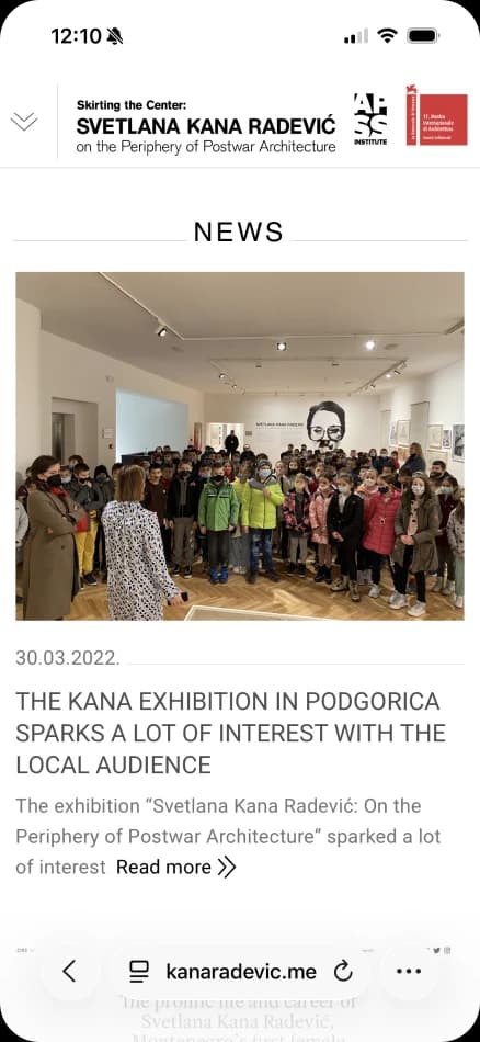 The site's news feed reporting the Podgorica opening