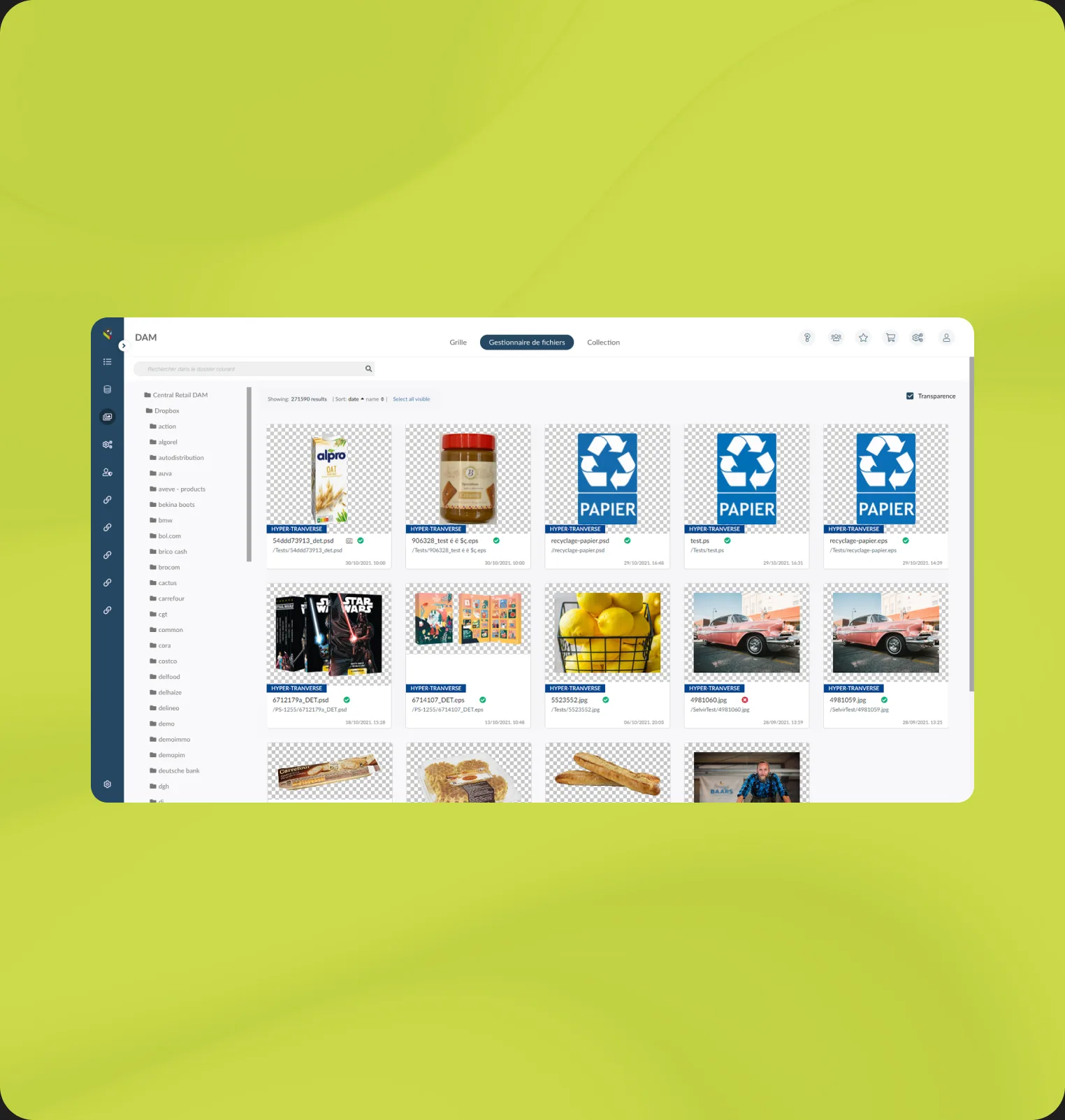DAM module with the digital asset library