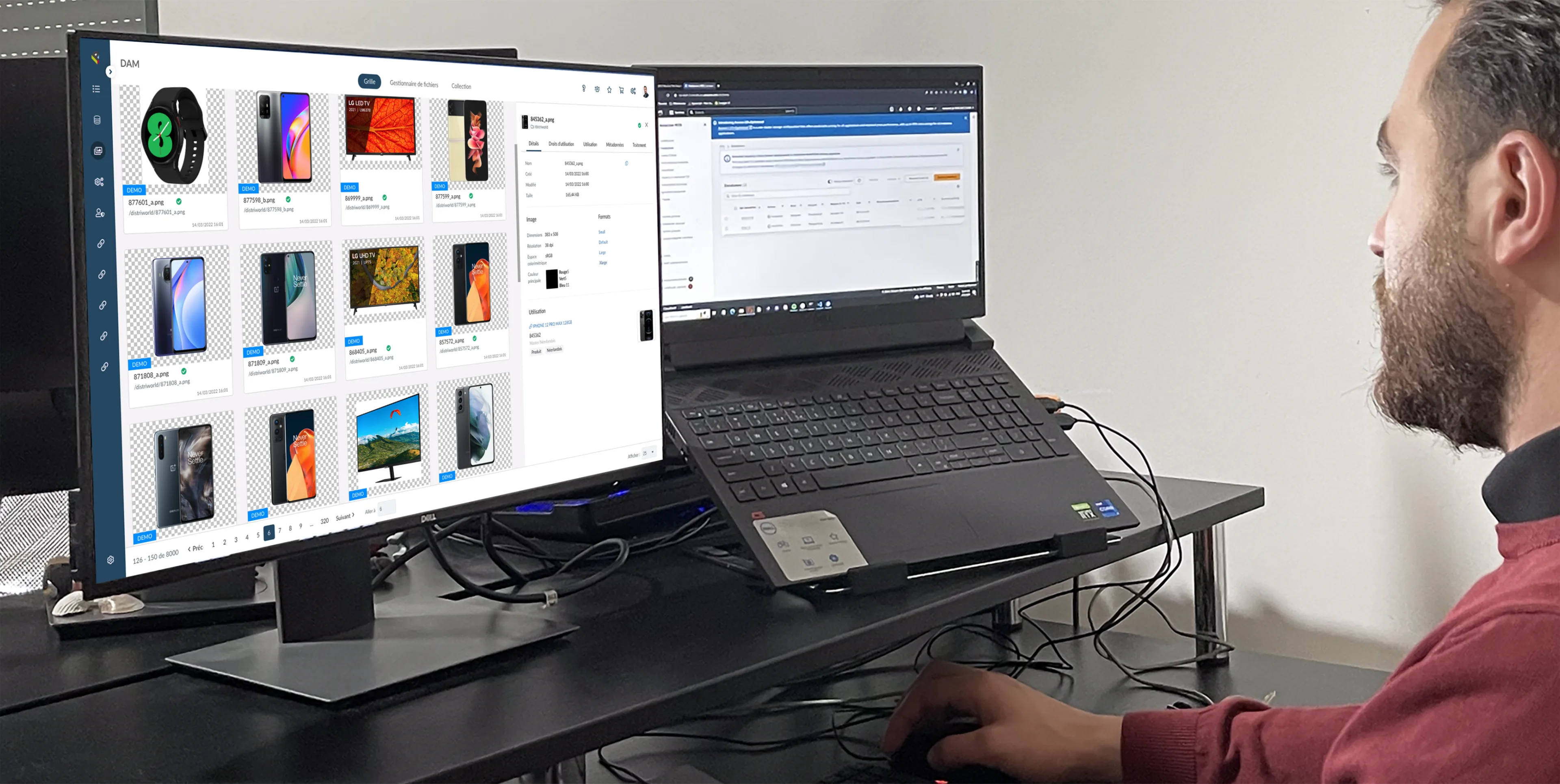 Product team reviewing catalogues alongside the Pimalion platform