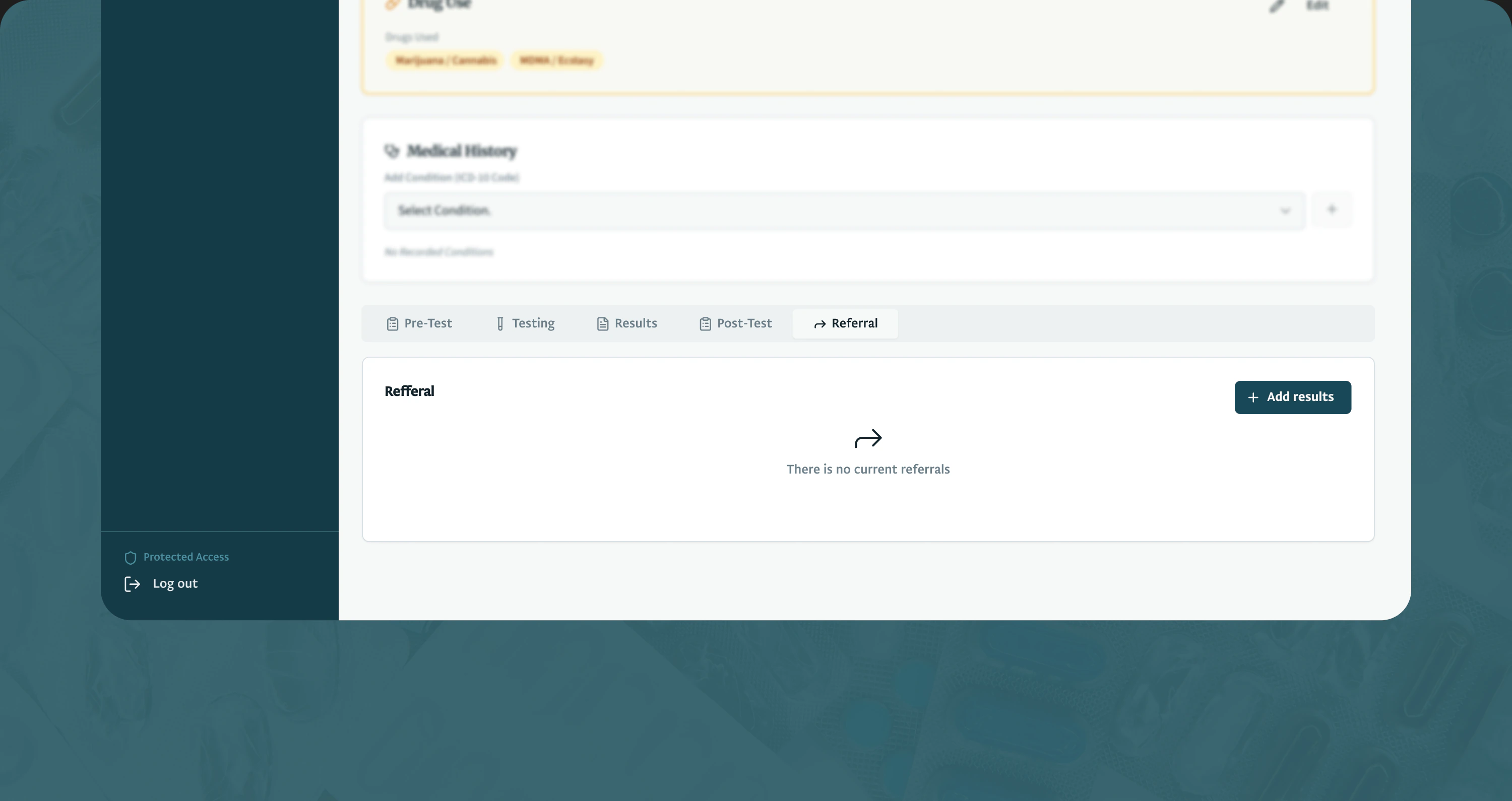 The referral step of the record, listing referrals made from this case