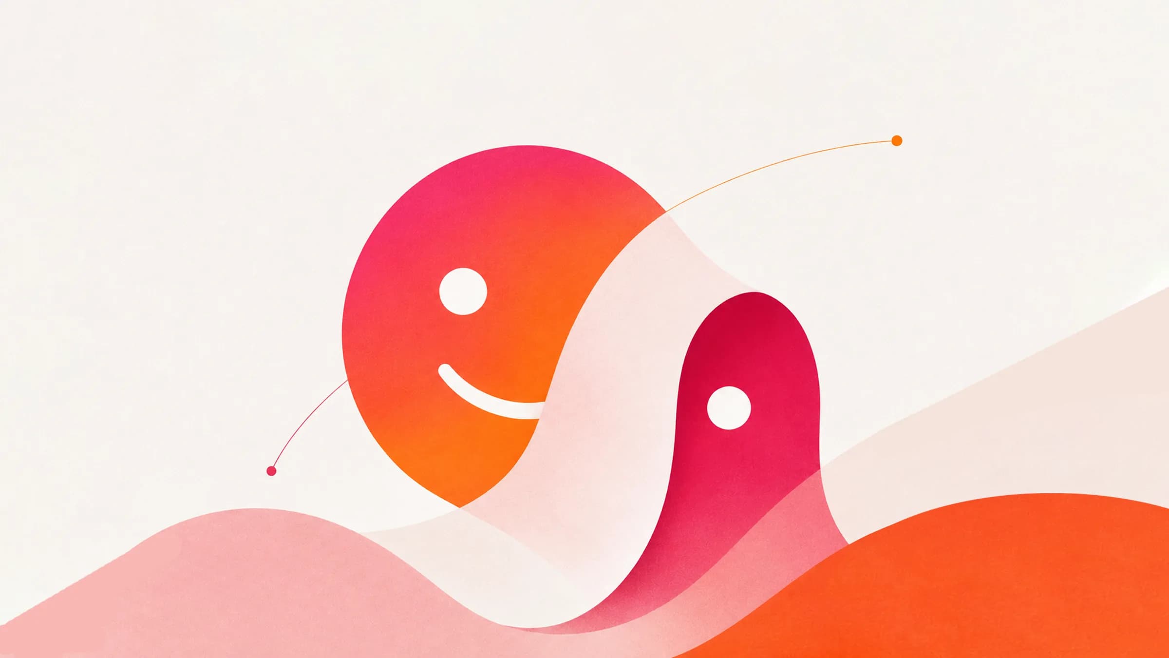 Abstract illustration of a smiling face half-hidden by a flowing wave