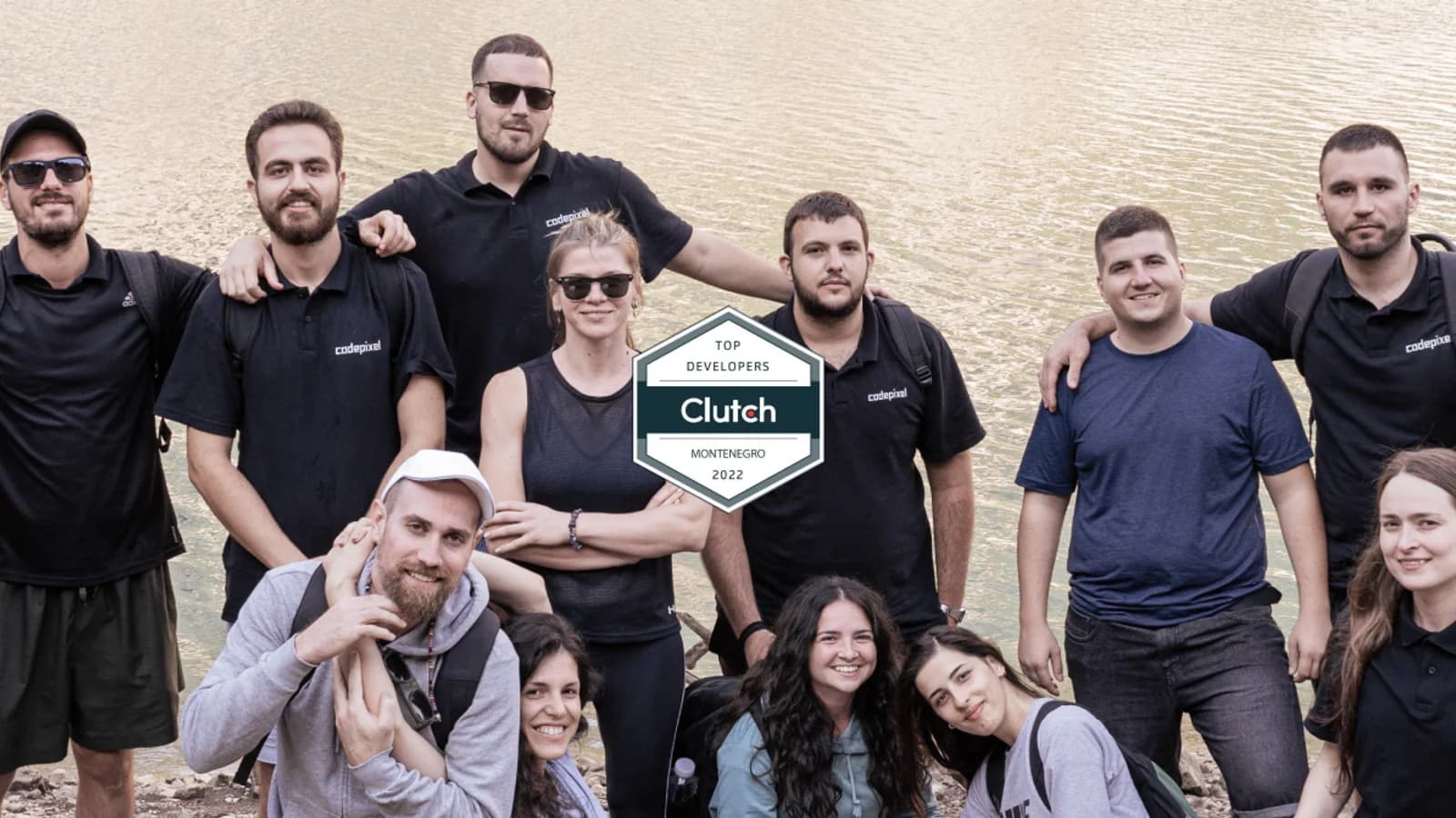 The Codepixel team with the Clutch Top Developers Montenegro 2022 badge