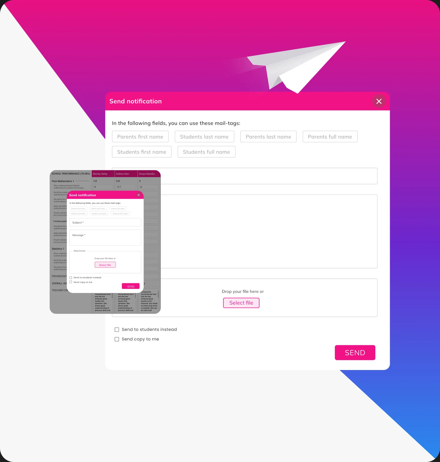 Send notification form with mail tags and attachments