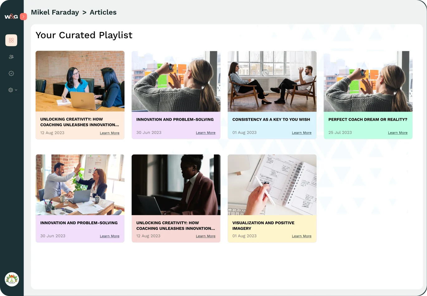 Curated playlist of coaching articles grouped for a reader