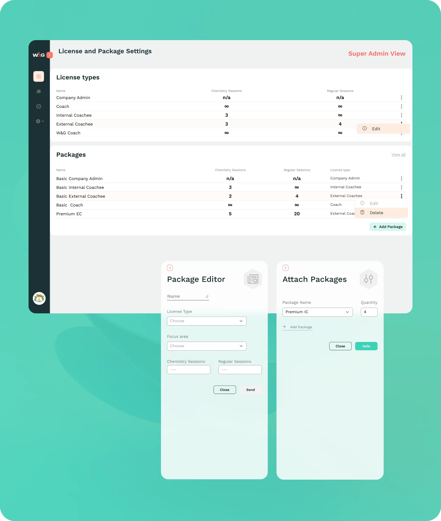 License and package settings with the package editor