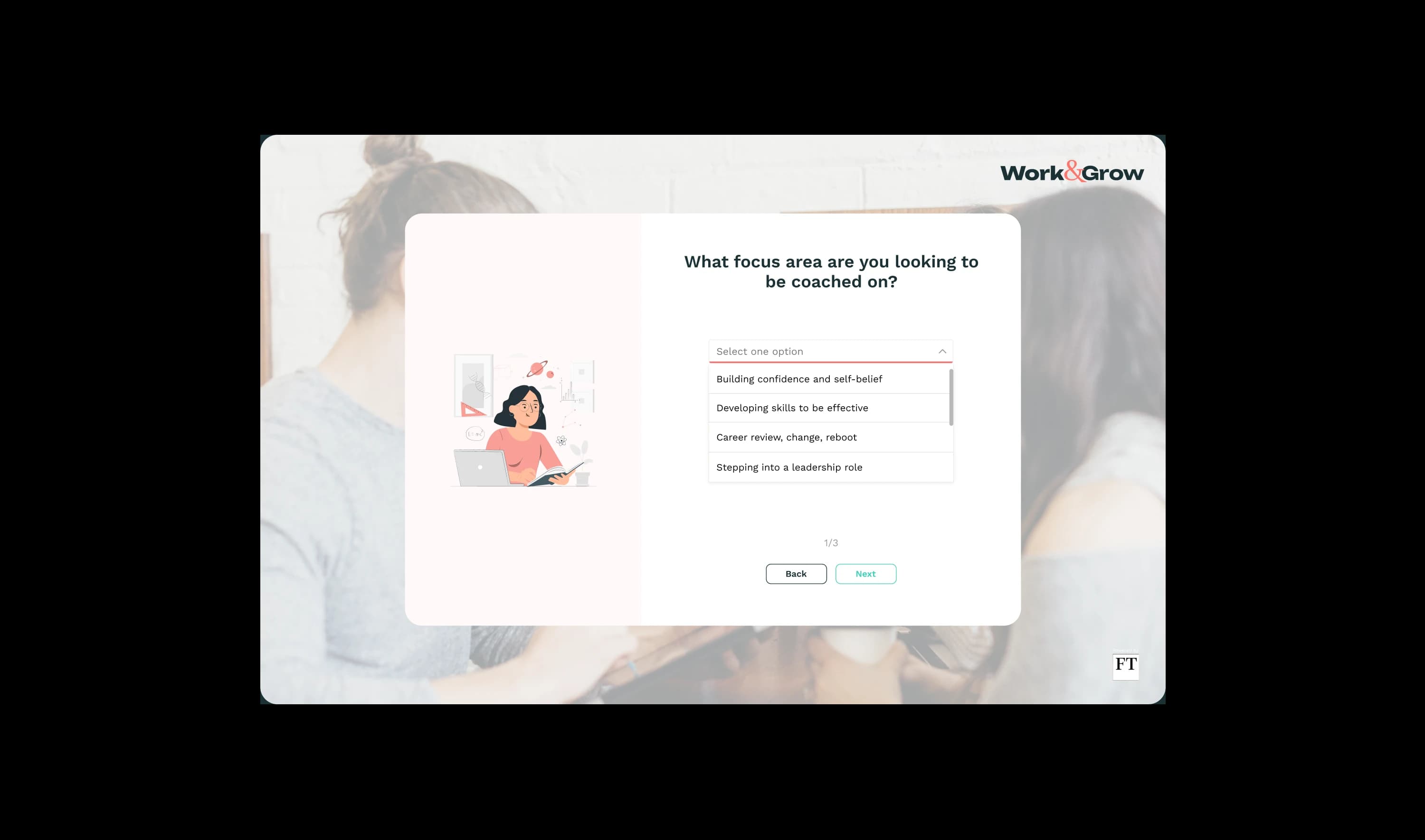 Onboarding question one: which focus area the employee wants coaching on